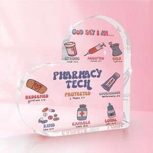Heart-Shaped Pharmacy Tech Acrylic Plaque